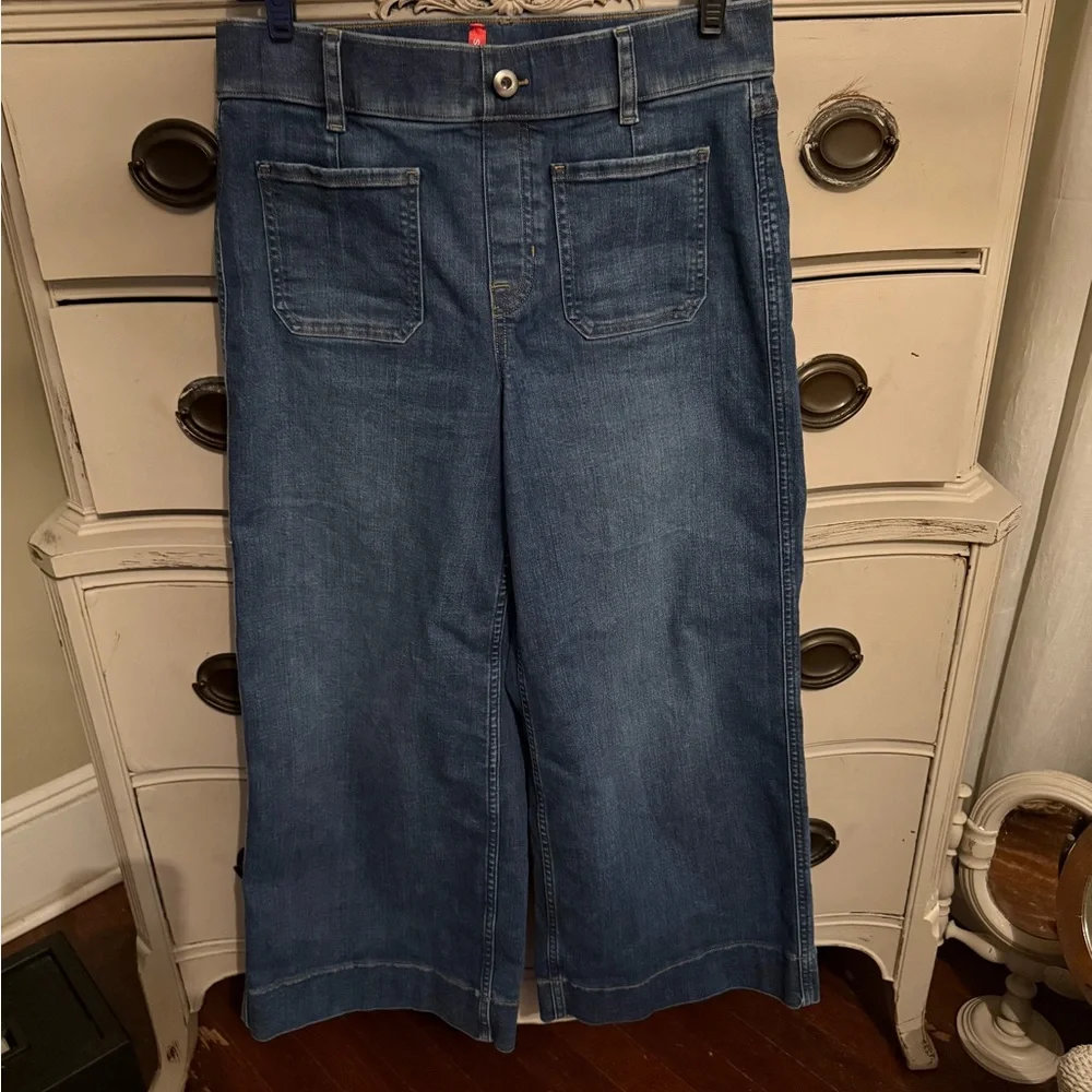 SPANX Cropped Wide Leg Shaping Jeans M - Picture 9 of 15